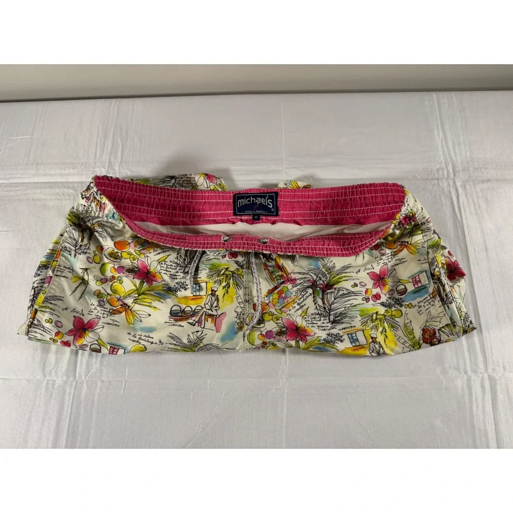 VTG Michael's Swim Trunks Men's SZ M Tropical Island Map Print Made in Morocco